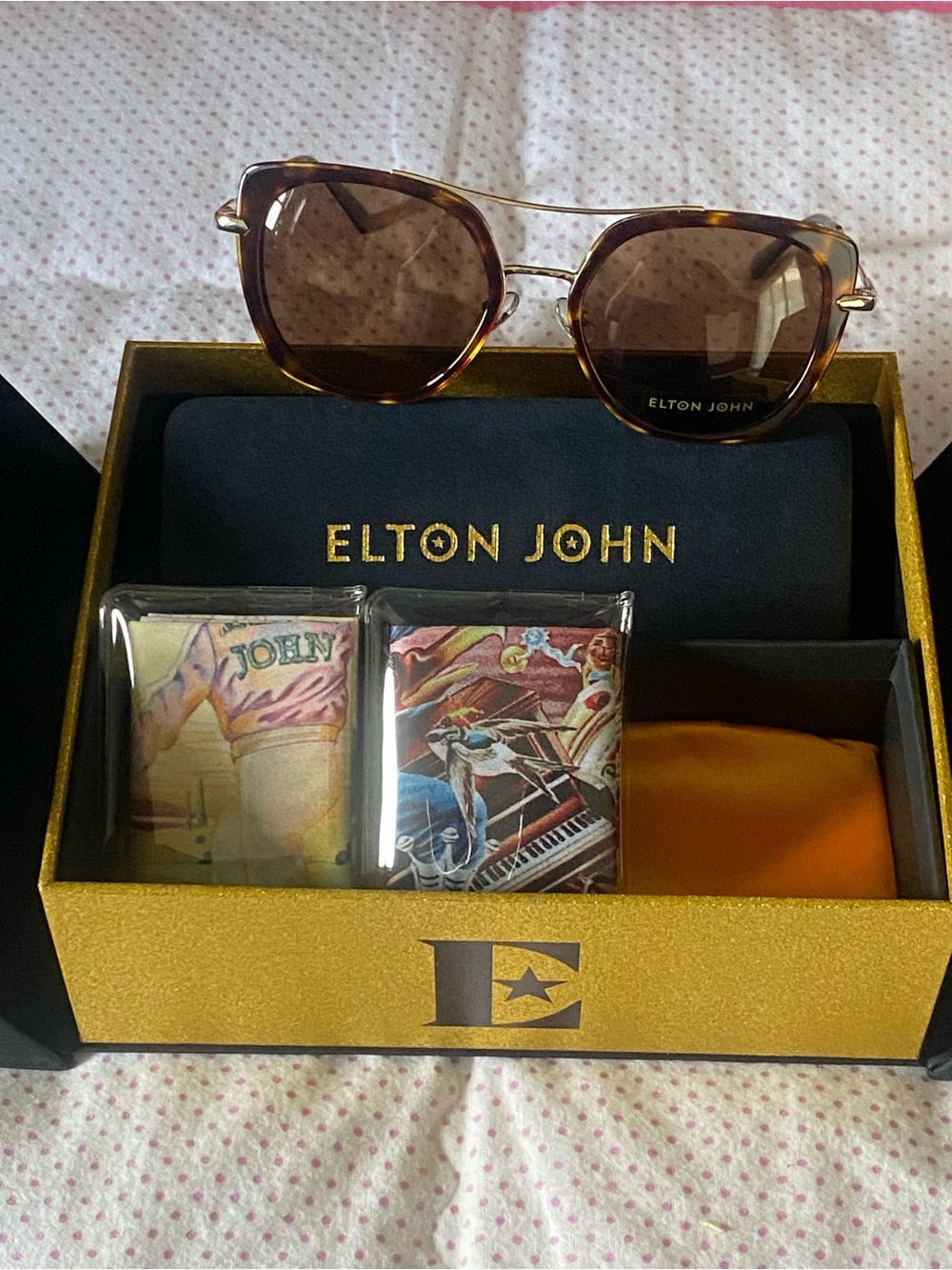 NIB Elton John Bombshell Tortoise Oversized Sunglasses w/Case Accessories